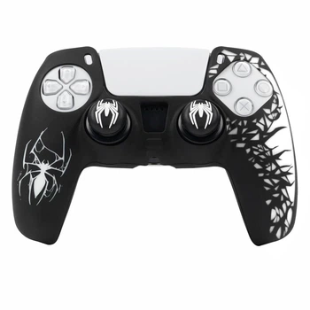 Защитный силиконовый чехол Marvel`s Spider-Man (Black/White) для геймпада Sony DualSense PS5 + накладки на стики