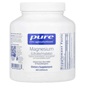 Магній цитрат/малат Magnesium (citrate/malate) Pure Encapsulations, 180 капсул