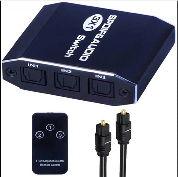 3x1 switch SPDIF / TosLink splitter optical digital Цифровой 3-х портовый переключатель коммутатор оптического аудио звука свич 3 на 1 порт s/pdif ( ADSW0301M1 )