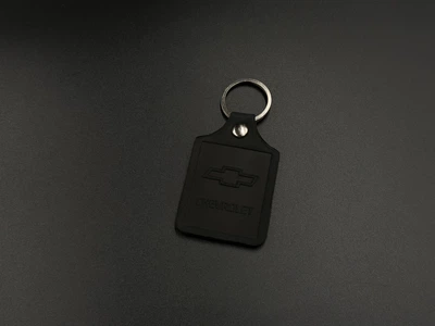 Брелок автомобільний Chevrolet шкіряний з кільцем для ключів 43х65 мм Чорний (BRH-011)