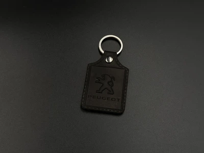 Брелок автомобільний Peugeot шкіряний з кільцем для ключів 43х65 мм Чорний (BRH-007)