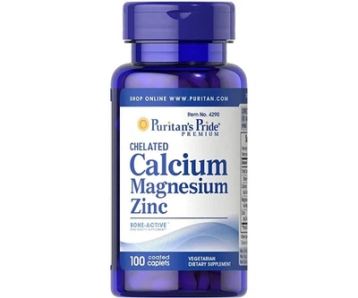 Кальцій Магній Цинк Цитрат Puritan's Pride (Chelated Calcium Magnesium Zinс) 100 шт