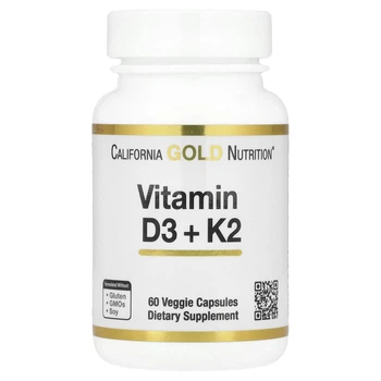 Вітаміні Д3 та К2 California Gold Nutrition (Vitamin D3+K2) 5000 МО/120 мкг 60 шт