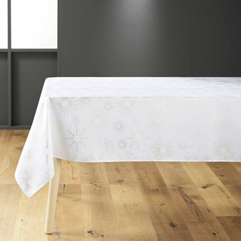 Скатертина Douceur d'intérieur Pampille з золотим візерунком біла 150 x 240 см (3574387231717)