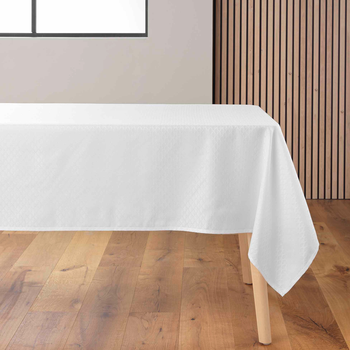 Скатертина Douceur d'intérieur Artea з ніжним візерунком біла 140 x 240 см (3574387233438)