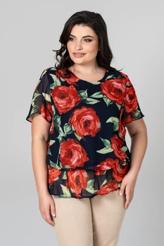 Туніка шифонова з трикотажною підкладкою All Posa 3XL Червоний (ap2241#14172)