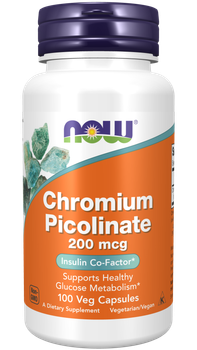 Хром пиколинат, Chromium Picolinate, Now Foods, 200 мкг, 100 вегетарианских капсул