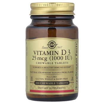 Вітамін D3 Solgar (Vitamin D3) 1000 МО 100 жувальних таблеток
