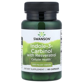 Індол 3 карбінол з ресвератролом Swanson (Indole-3-Carbinol with Resveratrol) 200 мг 60 капсул SWV02315