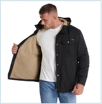 Куртка чоловіча зимова Outdoor піджак утеплений котоновий з капюшоном чорний XL