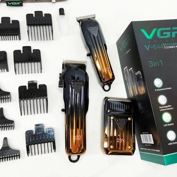 Комплект VGR 3 в 1 V-644 акумуляторна машинка для стрижки, триммер та електробритва шейвер