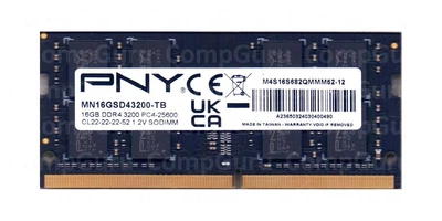 Оперативная память для ноутбука PNY DDR4 16GB 3200MHz SO-DIMM PC4-3200 (MN16GSD43200-TB)