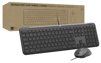 Комплект клавіатура + миша Logitech Signature Slim MK620 дротовий сірий (920-013349)
