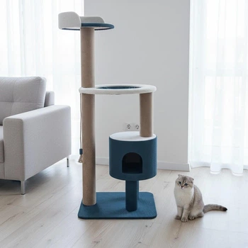 Компактный комплекс когтеточка с домиком гамак для котов, кошки 140*60*50см