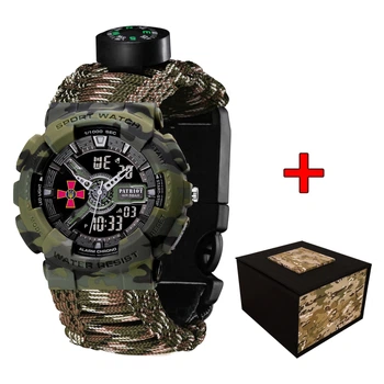 Мужские часы Patriot 005CMGRSU ВСУ Зеленый камуфляж Паракордовый ремешок Camo Green + Коробка. (A-042082)