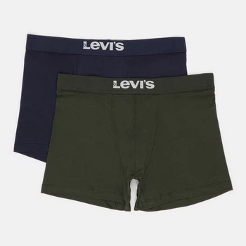 Набір трусів боксерів чоловічих бавовняних Levi`s Men Solid Basic Boxer Brief Org 701222842-019 M 2 шт Green/Navy (8720245849579)