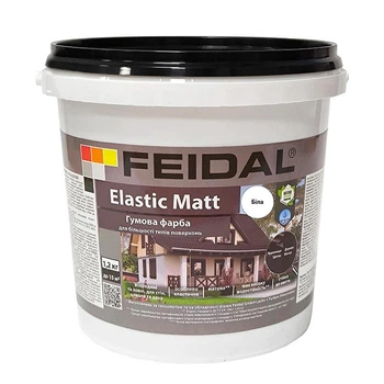 Фарба гумова Feidal Elastic Matt матова, захист від тріщин та вологи, для зовнішніх та внутрішніх робіт Біла 1.2 кг