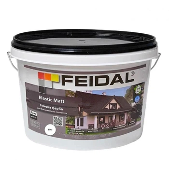 Фарба гумова Feidal Elastic Matt матова, захист від тріщин та вологи, для зовнішніх та внутрішніх робіт Біла 3.5 кг