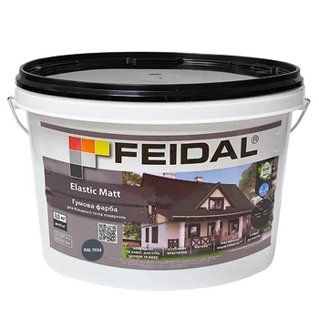 Фарба еластична Feidal Elastic Matt матова для інтер'єрів та фасадів RAL 7024 Графітова 3.5 кг