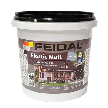 Фарба еластична Feidal Elastic Matt матова для бетону, дерева та металу RAL 7046 Сіра 1.2 кг