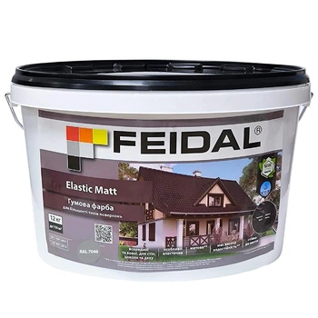 Фарба еластична Feidal Elastic Matt матова для бетону, дерева та металу RAL 7046 Сіра 12 кг
