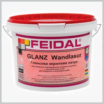 Лазур декоративна акрилова Feidal GLANZ Wandlasur глянсова для прованського стилю, лофт 2.5 л