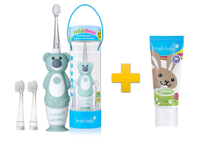 Комплект Brush-Baby WildOnes Sonic (0-10 років) коала + Зубна паста Brush-Baby 0-3