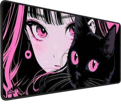 Игровая поверхность (Коврик для мышки) SHLab Girl With a Black Cat SHM-1031 (90х40 см) (41423)