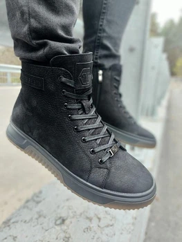 Зимние спортивные ботинки, кроссовки кожаные на меху Philipp Plein V2 43