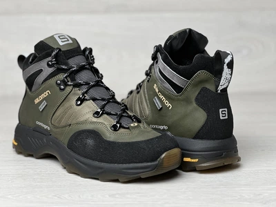 Спортивні шкіряні черевики, кросівки термо Salomon Contagrip Gore-Tex Olive 43