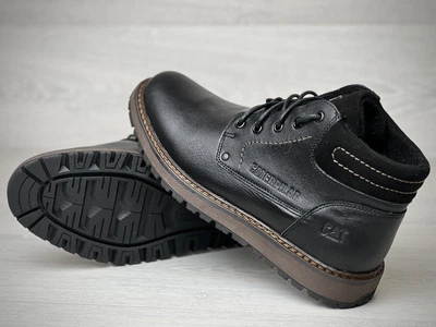 Зимние кожаные ботинки на меху CAT Black Boots 45 (арт. 547945311)