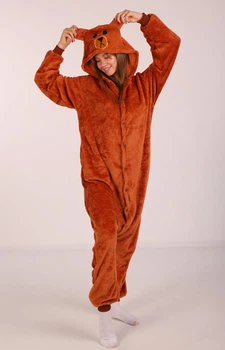 Женская кигуруми пижама взрослая и подростковая Kigurumi Бурый Медведь Коричневый XL 175-185 см. (1083)