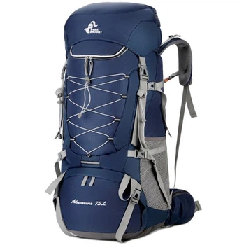 Рюкзак походный туристический Free Knight Trekking 75л для отдыха, путишествий с дождевиком синий