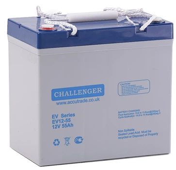 Тяговый гелевый аккумулятор Challenger EVG-12-55 Gel, F10(M8), 12 В 55 Ач