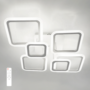 Люстра OVAL 75W 6S белая Esllse управляемая светодиодная 3000К-6500К 7000Lm с пультом ДУ 810x600x175мм