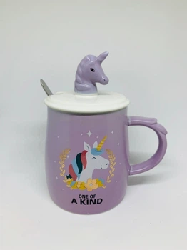 Сиреневая кружка с принтом «Единорог One of a Kind» Без бренду
