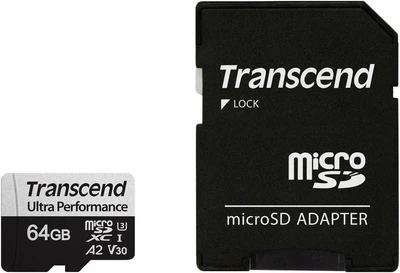 Карта памяти Transcend Ultra Performance 340S microSDXC 64GB UHS-I U3 V30 + SD-адаптер (TS64GUSD340S)