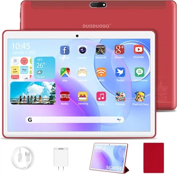 Планшет 10.1" DUODUOGO Tab S5e 4/64ГБ 8 ядер Android 11 6000 mAh Red