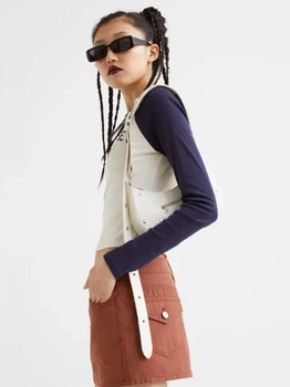 Юбка джинсовая мини осенняя женская H&M 1104290004c34 42 Коричневая (KC1000000053640)