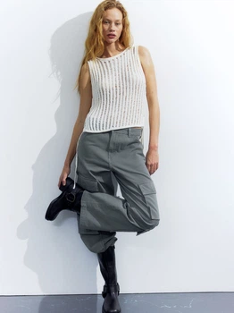 Джинси Карго жіночі H&M 1203810001c35 38 Хакі (KC1000000053718)