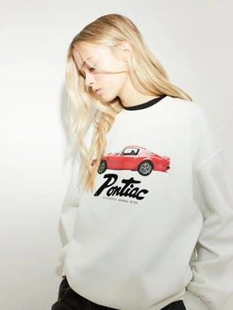 Свитшот на флисе оверсайз женский H&M 1257579005c36 L Белый (KC1000000053918)