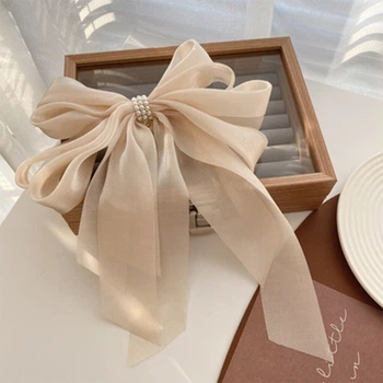 Бант для волосся на заколці бантик заколка шпилька Honey Fashion Accessories бежевий (12-360)
