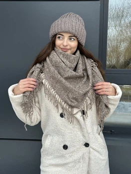 Женский бактус платок теплый Cashmere коричневый