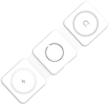 Бездротовий зарядний пристрій JoyPro Magnetic Charger MagSafe 3 в 1 White (7820667300014)