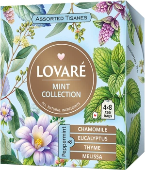 Коллекция травяного чая Lovare Tisanes Mint Collection 4 вида по 8 пакетиков (4823115405890)