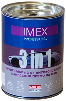 Грунт 3 в1 0.9 кг серый IMEX (грунт, эмаль, преобразователь ржавчины)