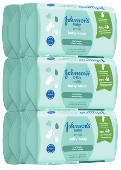 Упаковка мила Johnson's Baby з молоком 90 г х 6 шт. (3574661642826)