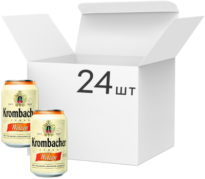 Упаковка пива Krombacher Weizen светлое нефильтрованное 5.3% 0.33 л x 24 шт (4008287944167)