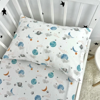 Детская фланелевая наволочка 40х60 см Oh My Kids «Space» голубой