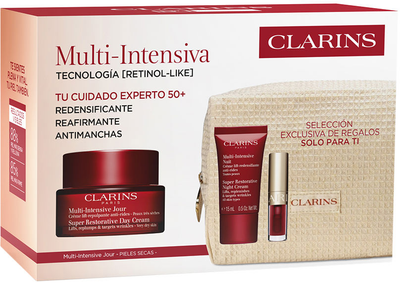 Zestaw Clarins Multi-Intensiva Kosmetyczka + Krem na dzień 50 ml + Krem na noc 15 ml + Olejek do ust 1.4 ml (3666057397547)